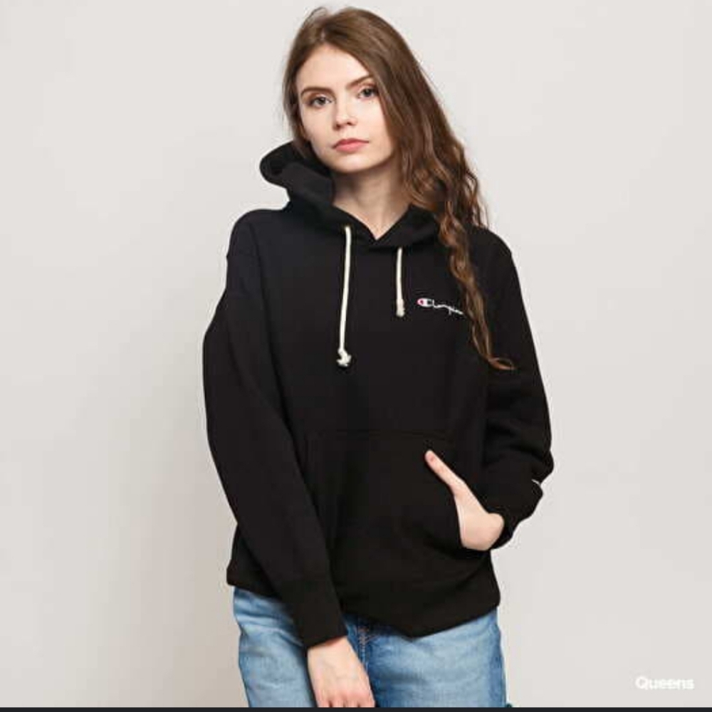 Champion Black Corduroy Hoodie Size Medium